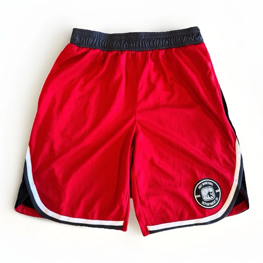 AND1 Men's Basketball Shorts - Red/Black- Flash Cut Size Small 10” Inseam